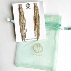 Jackie Mack Gold crystal Adhara Elegant Earrings gold crystal drip dangle new